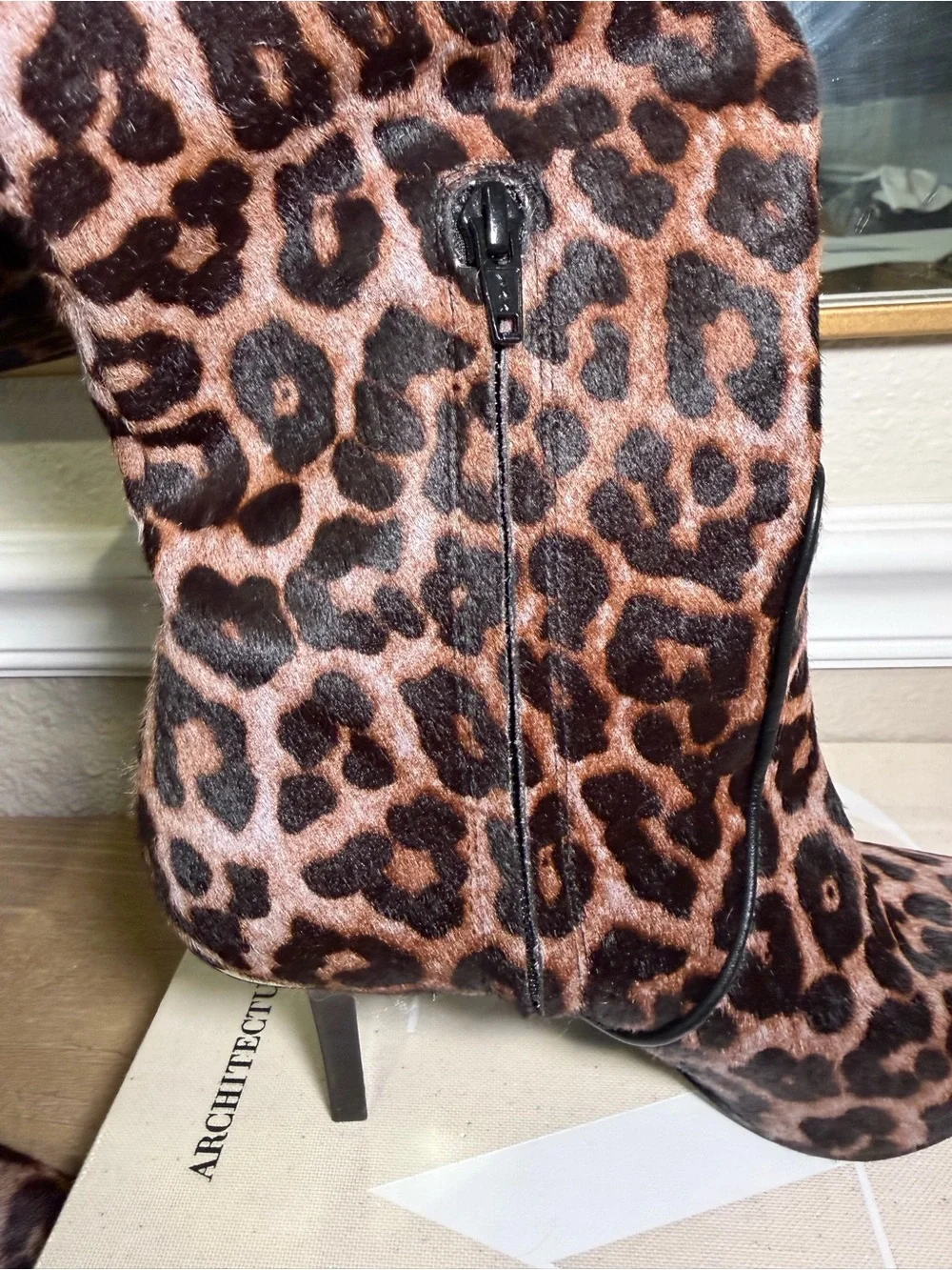 Michael Kors Katerina Leopard Print Calf Hair Knee High Stiletto Boots Sz 8 - Picture 7 of 9